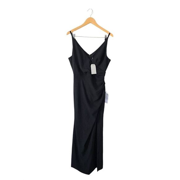 Dress the Population Jordan Gown Ruched Side Slit Black Size XL NWT - Picture 3 of 11
